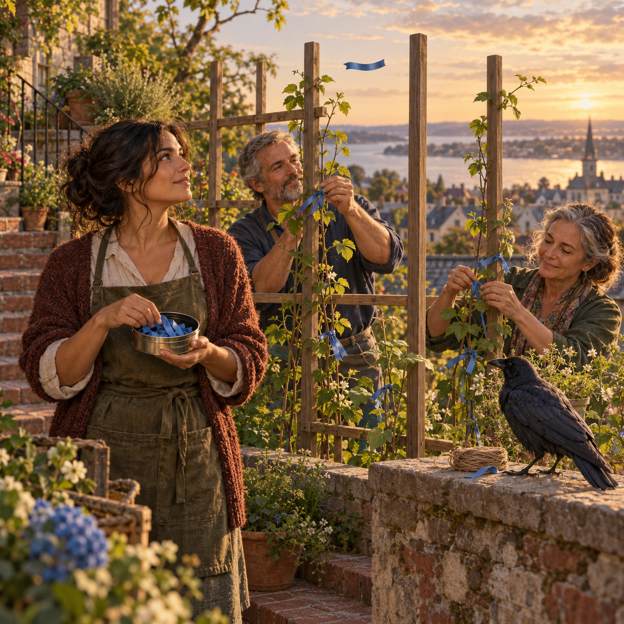 Original illustration for A Ribbon Above the Rooftops